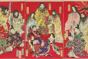Dioses Japoneses. Foto por Toyohara Chikanobu. Wikimedia Commons.