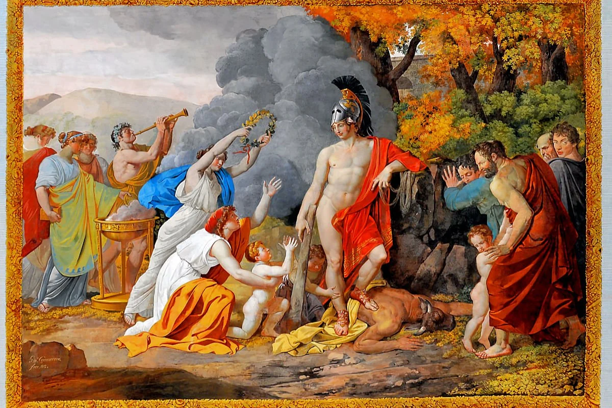 ▷ MITOLOGÍA GRIEGA » Tradiciones, Dioses y Simbología 4 Teseus elimina al Minotauro