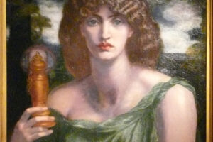 Mnemósine. Photo Ad Meskens of a painting by Gabriel Dante Rosetti. Wikimedia Commons.