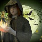 fairy, little girl, moon