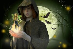 fairy, little girl, moon